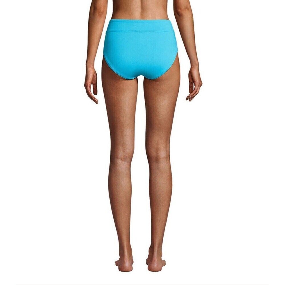 Lands End High Waisted Bikini Swim Bottoms Size 16 Turquoise Chlorine Resistant - Picture 3 of 9